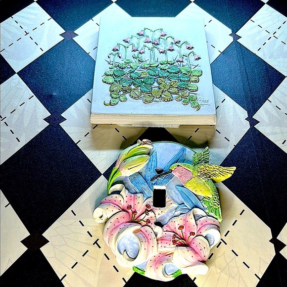 Vintage Light Switch Plate 3D Hummingbird + Collectible Joe Gantofta Tile - Picture 4 of 16